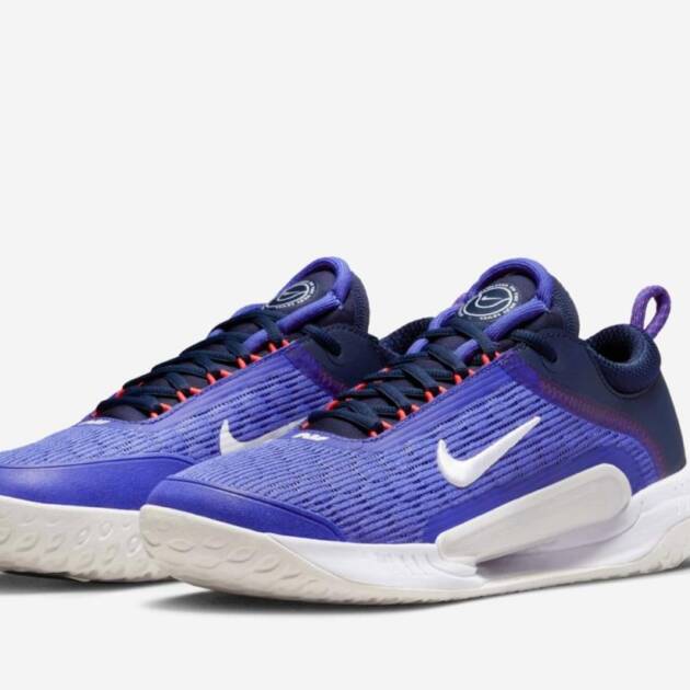 Nike Court Zoom NXT tennis shoes (lapis, obsidian, bright crimson, and white)