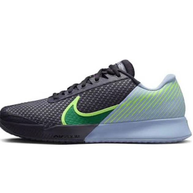Nike Men's Court Air Zoom Vapor Pro 2 HC tennis shoes (black, green and cobalt bliss)