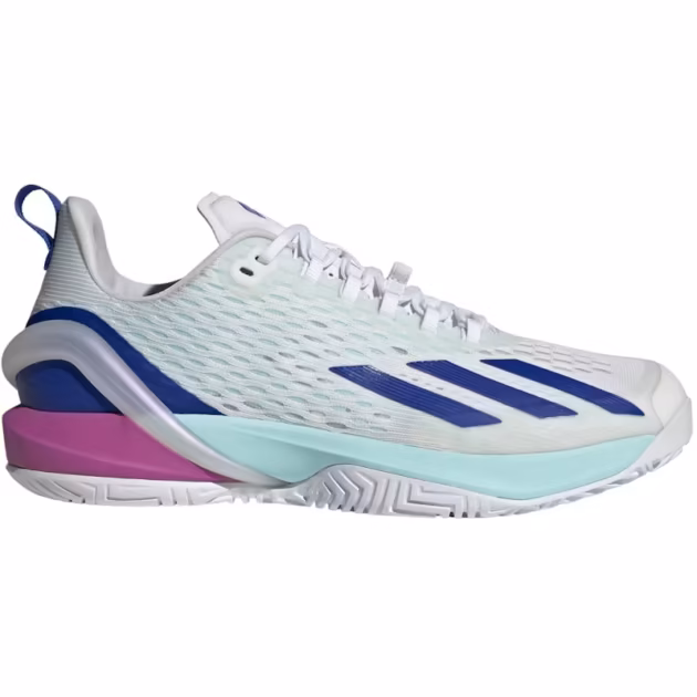 adidas Men's Adizero Cybersonic tennis shoes (Lucid Blue heel counter and Semi Flash Aqua midsole)