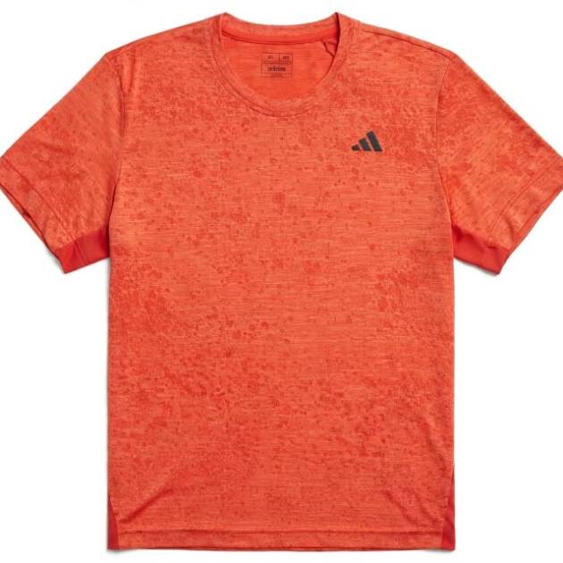 Adidas Men's Pro All-Over Printed Graphic Tennis T-Shirt in Solar Red/Coral