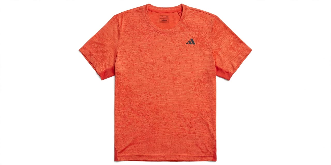 Adidas Men's Pro All-Over Printed Graphic Tennis T-Shirt in Solar Red/Coral