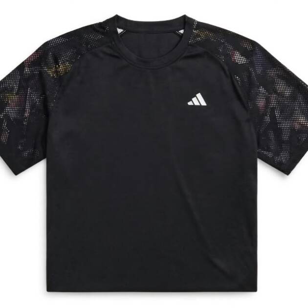 Adidas Men's Pro Patterned Mesh Sleeve Tennis T-Shirt in Black