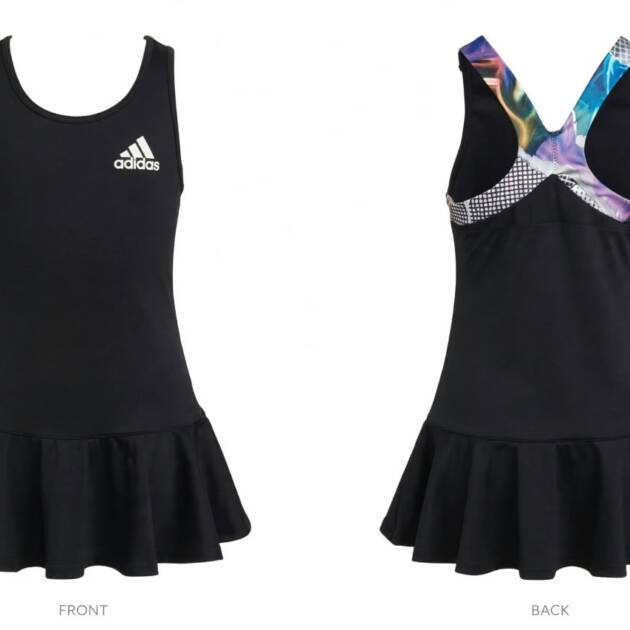 Adidas Women's Tennis Dress in Black with Printed Racerback