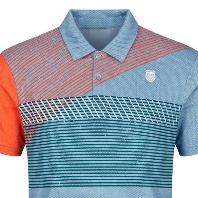 K-Swiss Men's Heritage Geometric Graphic Performance Tennis Polo
