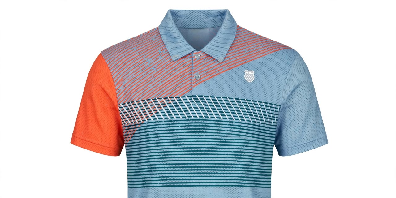 K-Swiss Men's Heritage Geometric Graphic Performance Tennis Polo