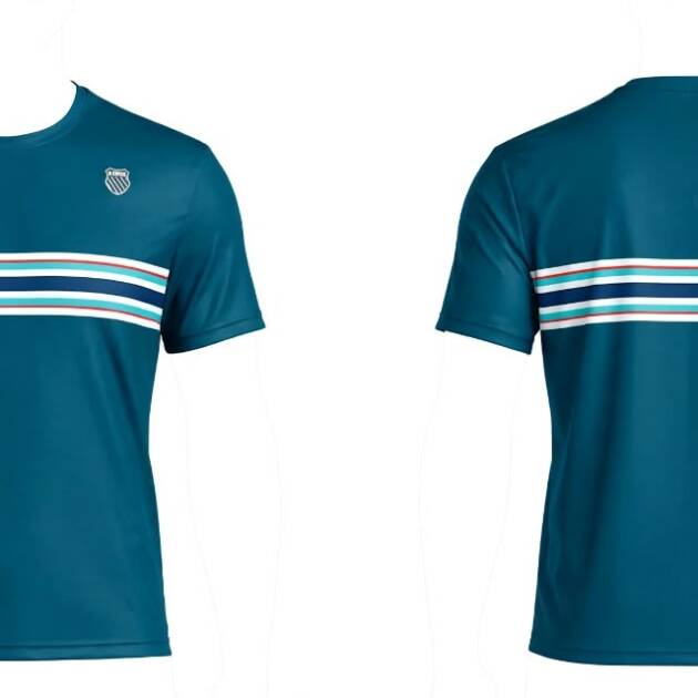 K-Swiss Men's Stripe Crew Neck Tennis T-Shirt